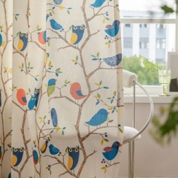 Vorhang Im Nordischen Stil, Maßgefertigt, Vorhang Mit Vogelmotiv, Baumwolle