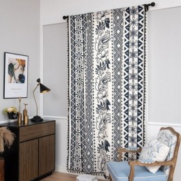 Floral Bedruckter Leinenvorhang Nach Maß Vorhang Im Nordischen Stil Für Wohnzimmer Schlafzimmer
