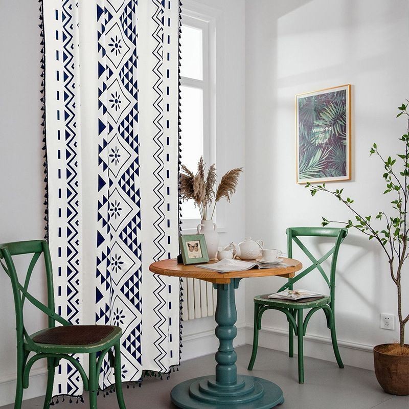 Nordischen Stil Leinen Vorhänge Geometrisch Gedruckt Für Wohnzimmer Schlafzimmer