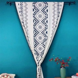 Nordischen Stil Leinen Vorhänge Geometrisch Gedruckt Für Wohnzimmer Schlafzimmer