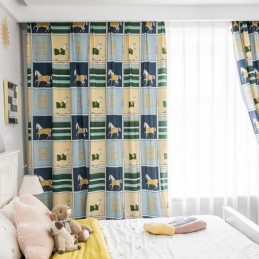 Baumwollvorhänge Im Kinderstil Mit Weißem Pferdedruck