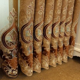 Halbverdunkelungsvorhang, Maßgefertigt, Vorhang Mit Europäischer Blumenstickerei Für Wohnzimmer Und Schlafzimmer