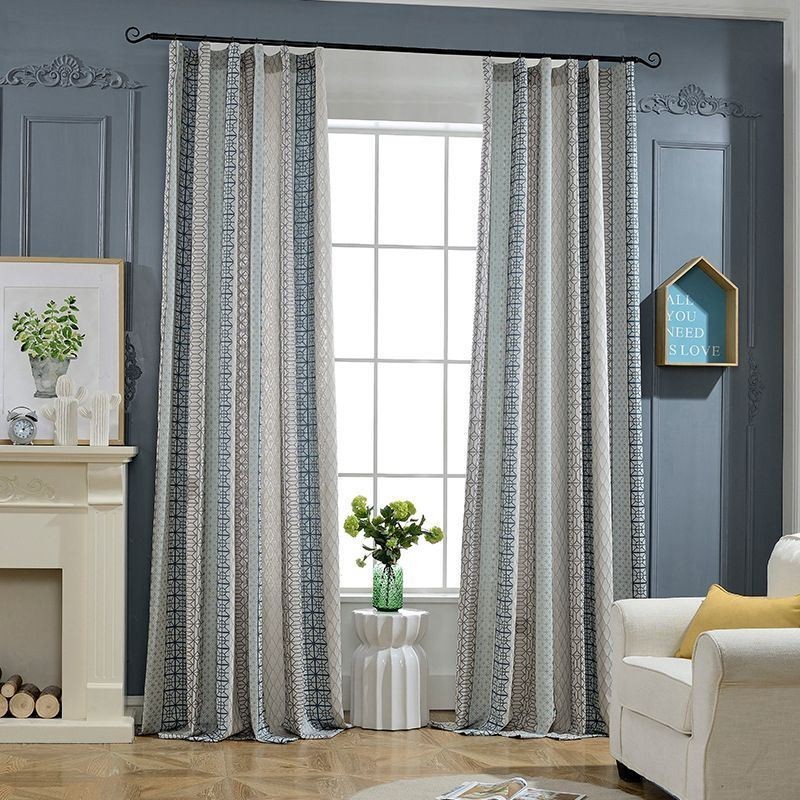 Nordischer Verdunkelungsvorhang Aus Baumwollleinen, Maßgefertigt, Geometrischer Jacquard Für Wohnzimmer Und Schlafzimmer