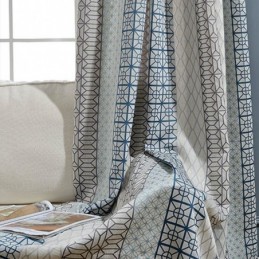 Nordischer Verdunkelungsvorhang Aus Baumwollleinen, Maßgefertigt, Geometrischer Jacquard Für Wohnzimmer Und Schlafzimmer