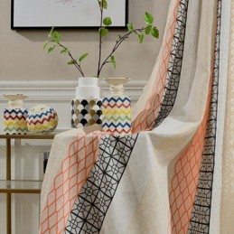 Nordischer Verdunkelungsvorhang Aus Baumwollleinen, Maßgefertigt, Geometrischer Jacquard Für Wohnzimmer Und Schlafzimmer