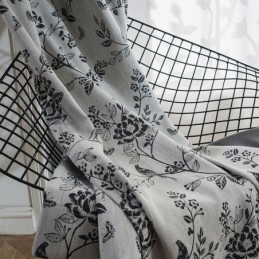 Leinen Verdunkelungsvorhang Maßgefertigt Vorhang Nordische Pflanze Bestickt Für Wohnzimmer Schlafzimmer