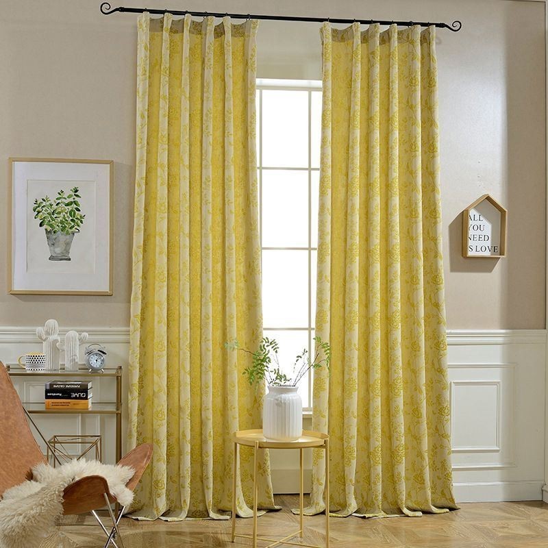 Nordische Verdunkelungsvorhänge, Floraler Jacquard-Polycotton-Vorhang, Maßgefertigter Vorhang Für Wohnzimmer Und Schlafzimmer