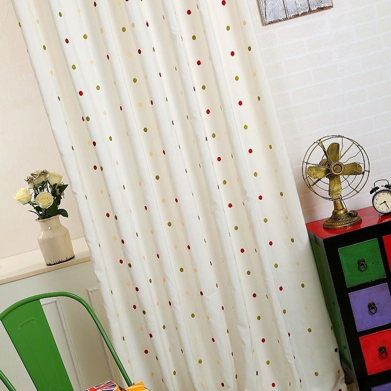 Baumwoll-Bestickter Vorhang, Maßgefertigt, Nordisches Sturm-Punkt-Design Für Wohnzimmer Und Schlafzimmer