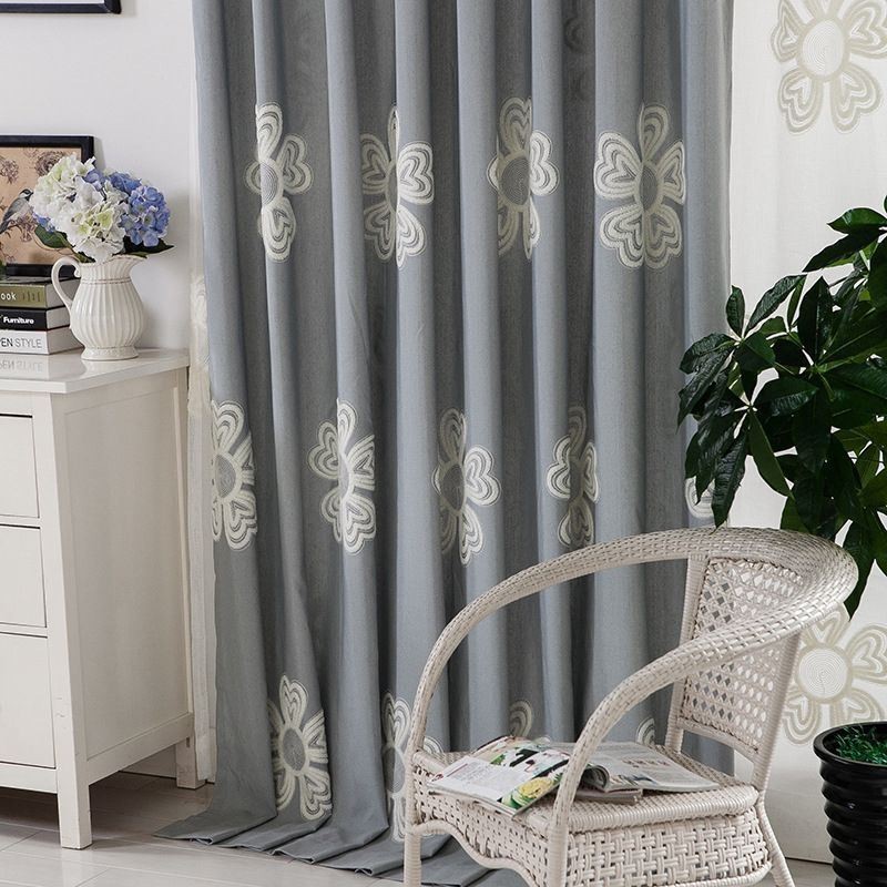 Bestickter Vorhang Im Nordischen Stil, Maßgefertigt, Vorhang Mit Blumenmuster, Polycotton, Für Wohnzimmer Und Schlafzimmer