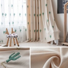 Vorhänge Kinderstil Kaktus Bestickt