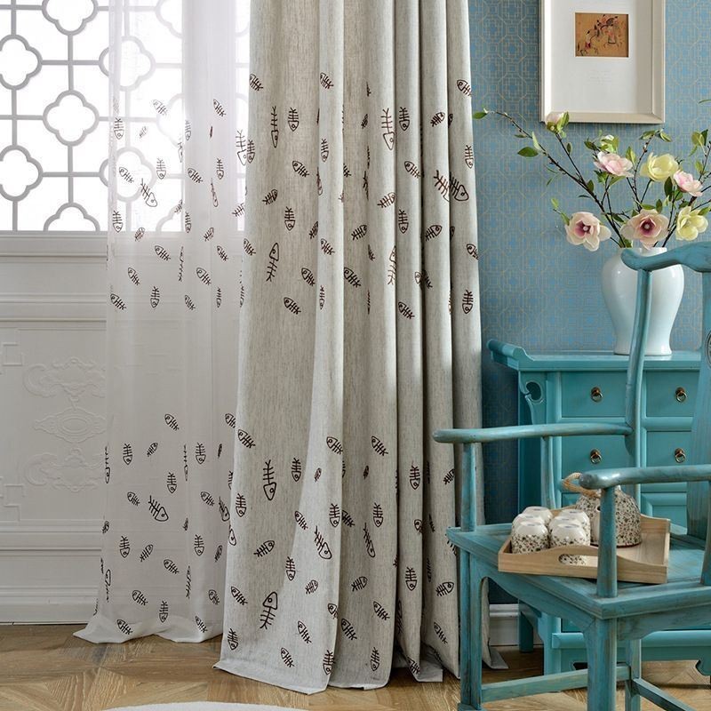 Nordischer Verdunkelungsvorhang Nach Maß, Fischgrät-Jacquard, Für Wohnzimmer Und Schlafzimmer
