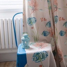 Verdunkelungsvorhänge Aus Baumwolle Im Kinderstil Mit Unterwasserwelt-Print