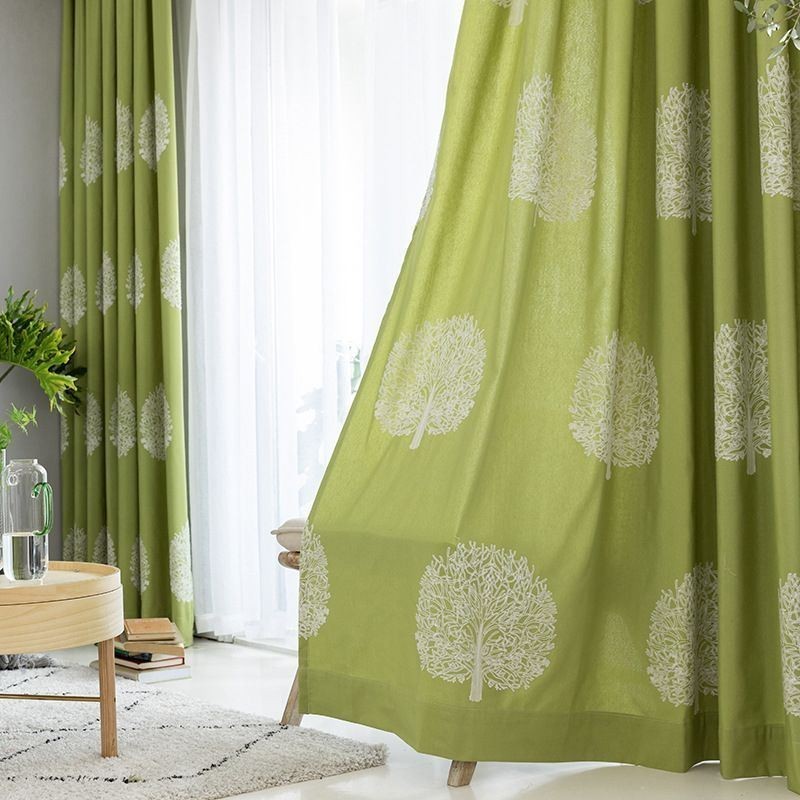 Leinenvorhang Im Nordischen Stil, Maßgefertigt, Vorhang Mit Baumstickerei, Für Wohnzimmer Und Schlafzimmer