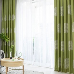 Leinenvorhang Im Nordischen Stil, Maßgefertigt, Vorhang Mit Baumstickerei, Für Wohnzimmer Und Schlafzimmer