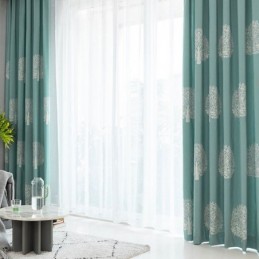 Leinenvorhang Im Nordischen Stil, Maßgefertigt, Vorhang Mit Baumstickerei, Für Wohnzimmer Und Schlafzimmer