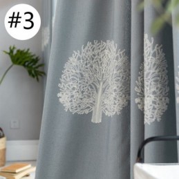 Leinenvorhang Im Nordischen Stil, Maßgefertigt, Vorhang Mit Baumstickerei, Für Wohnzimmer Und Schlafzimmer
