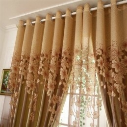 Klassische Voile-Gardine Nach Maß, Gardinenpaneel Im Landhausstil, Prächtiger Blumenzweig, Jacquard