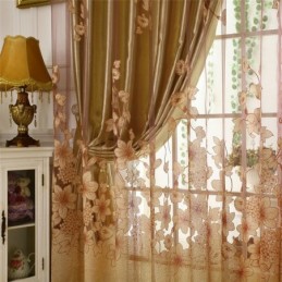 Klassische Voile-Gardine Nach Maß, Gardinenpaneel Im Landhausstil, Prächtiger Blumenzweig, Jacquard