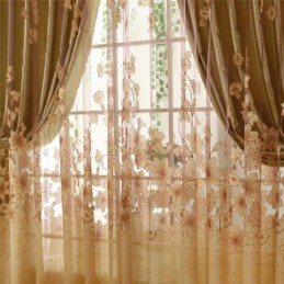 Klassische Voile-Gardine Nach Maß, Gardinenpaneel Im Landhausstil, Prächtiger Blumenzweig, Jacquard