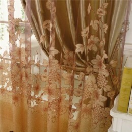 Klassische Voile-Gardine Nach Maß, Gardinenpaneel Im Landhausstil, Prächtiger Blumenzweig, Jacquard