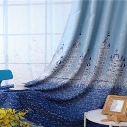 Schloss Bedruckter Blauer Vorhang, Maßgefertigt, Nordischer Beliebter Schlafzimmer-Kinderzimmerstoff