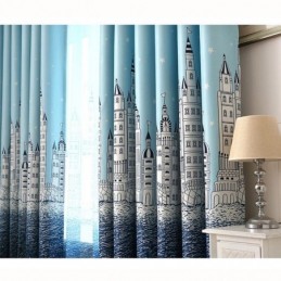 Schloss Bedruckter Blauer Vorhang, Maßgefertigt, Nordischer Beliebter Schlafzimmer-Kinderzimmerstoff