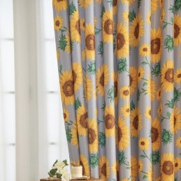 Polycotton-Vorhang, Maßgefertigt, Mit Amerikanischem Sonnenblumen-Print, Halbverdunkelnde Vorhänge
