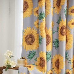 Polycotton-Vorhang, Maßgefertigt, Mit Amerikanischem Sonnenblumen-Print, Halbverdunkelnde Vorhänge