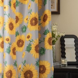Polycotton-Vorhang, Maßgefertigt, Mit Amerikanischem Sonnenblumen-Print, Halbverdunkelnde Vorhänge