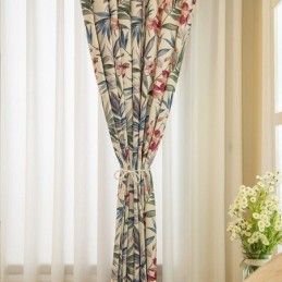 Amerikanischer Polycotton-Vorhang, Maßgefertigt, Pflanzen Bedruckt, Verdunkelungsvorhänge