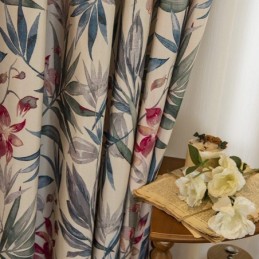 Amerikanischer Polycotton-Vorhang, Maßgefertigt, Pflanzen Bedruckt, Verdunkelungsvorhänge