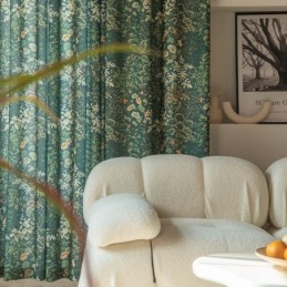 Amerikanischer Polycotton-Vorhang, Maßgefertigt, Pflanzen-Print, Halbverdunkelnde Vorhänge