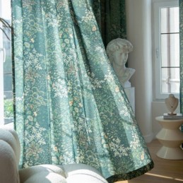 Amerikanischer Polycotton-Vorhang, Maßgefertigt, Pflanzen-Print, Halbverdunkelnde Vorhänge