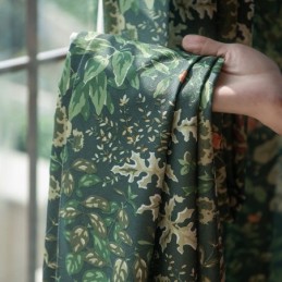 Amerikanischer Polycotton-Vorhang, Maßgefertigt, Pflanzen-Print, Halbverdunkelnde Vorhänge