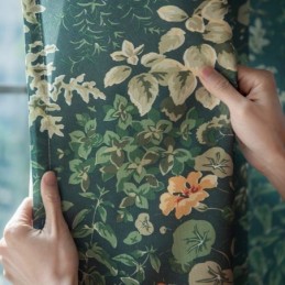 Amerikanischer Polycotton-Vorhang, Maßgefertigt, Pflanzen-Print, Halbverdunkelnde Vorhänge