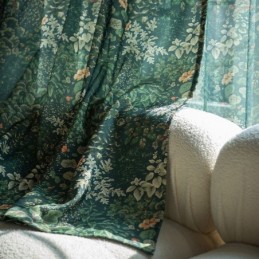 Amerikanischer Polycotton-Vorhang, Maßgefertigt, Pflanzen-Print, Halbverdunkelnde Vorhänge
