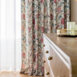 Polycotton-Vorhang, Maßgefertigt, Verdunkelungsvorhänge Mit Amerikanischem Blumenmuster