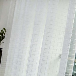 Nordischer Schlichter Transparenter Vorhang, Maßgefertigt, Vorhang, Weiß Kariert, Jacquard, Stoff Für Wohnzimmer Und Schlafzimmer
