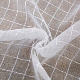 Nordischer Schlichter Transparenter Vorhang, Maßgefertigt, Vorhang, Weiß Kariert, Jacquard, Stoff Für Wohnzimmer Und Schlafzimmer