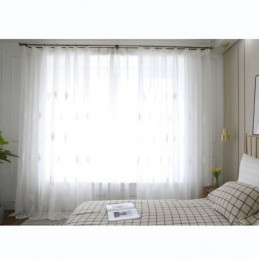Atmungsaktive Gardine Nach Maß Vorhang Weiß All Match Stickerei Wohnzimmer