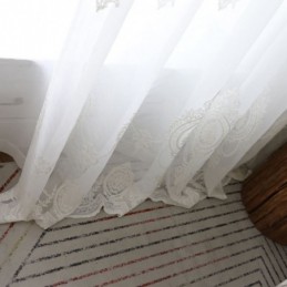 Atmungsaktive Gardine Nach Maß Vorhang Weiß All Match Stickerei Wohnzimmer
