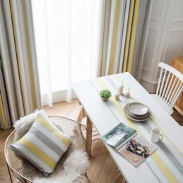 Nordischer Moderner Jacquard-Vorhang, Maßgefertigt, Vorhang Mit Kontraststreifen, Für Wohnzimmer, Schlafzimmer, Arbeitszimmer, Stoff