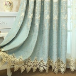 Chenille-Stickerei-Vorhang, Maßgefertigt, Vorhang Im Europäischen Stil, Blumenmuster, Für Wohnzimmer Und Schlafzimmer
