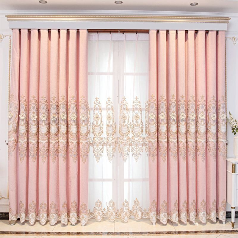 Chenille-Verdunkelungsvorhang, Maßgefertigt, Vorhang Im Europäischen Stil, Blumenstickerei, Für Wohnzimmer Und Schlafzimmer