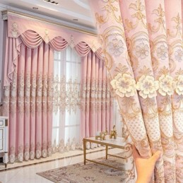 Chenille-Verdunkelungsvorhang, Maßgefertigt, Vorhang Im Europäischen Stil, Blumenstickerei, Für Wohnzimmer Und Schlafzimmer