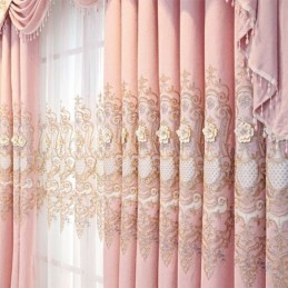 Chenille-Verdunkelungsvorhang, Maßgefertigt, Vorhang Im Europäischen Stil, Blumenstickerei, Für Wohnzimmer Und Schlafzimmer