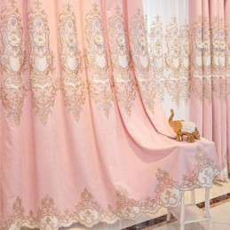 Chenille-Verdunkelungsvorhang, Maßgefertigt, Vorhang Im Europäischen Stil, Blumenstickerei, Für Wohnzimmer Und Schlafzimmer