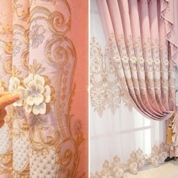 Chenille-Verdunkelungsvorhang, Maßgefertigt, Vorhang Im Europäischen Stil, Blumenstickerei, Für Wohnzimmer Und Schlafzimmer