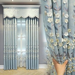 Verdunkelungsvorhang, Maßgefertigter Vorhang, Nordischer Stil, Pflanzenstickerei, Für Wohnzimmer, Schlafzimmer