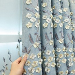 Verdunkelungsvorhang, Maßgefertigter Vorhang, Nordischer Stil, Pflanzenstickerei, Für Wohnzimmer, Schlafzimmer
